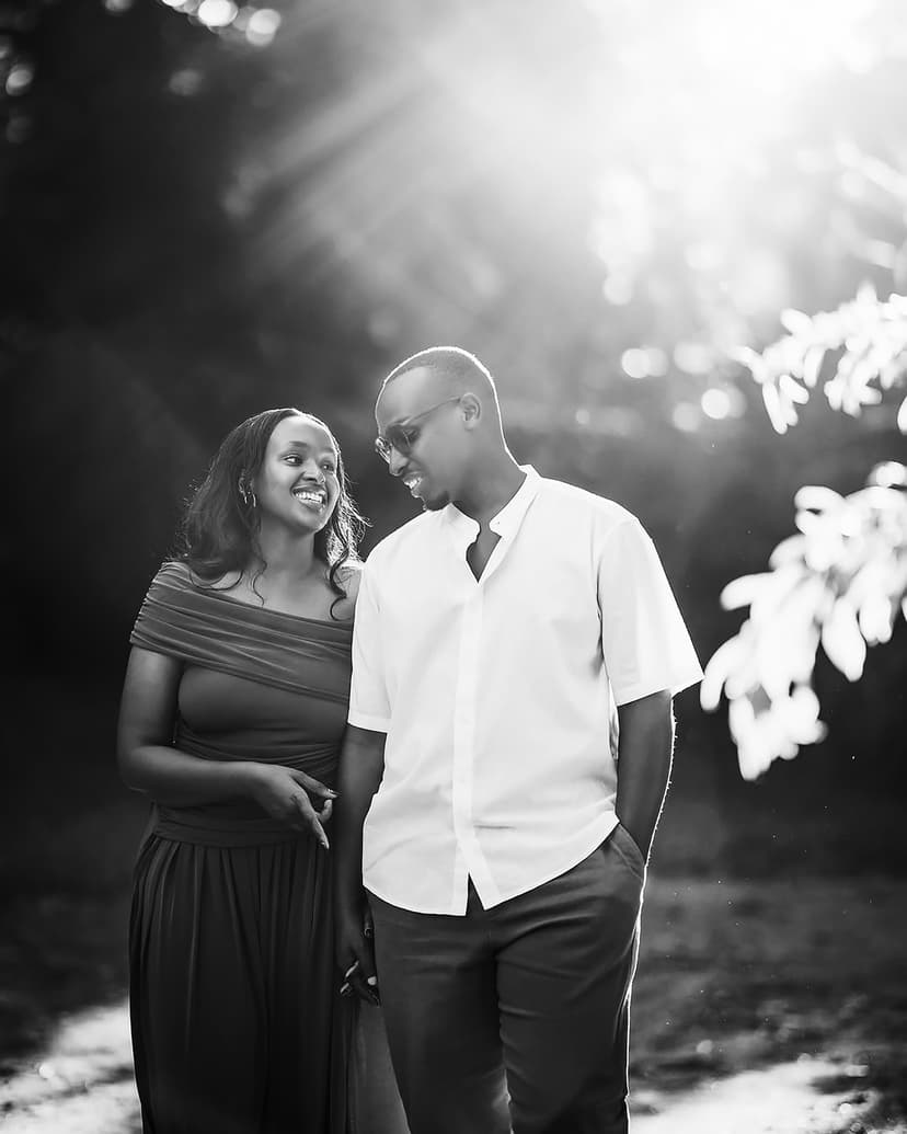 Couple in front of church doors