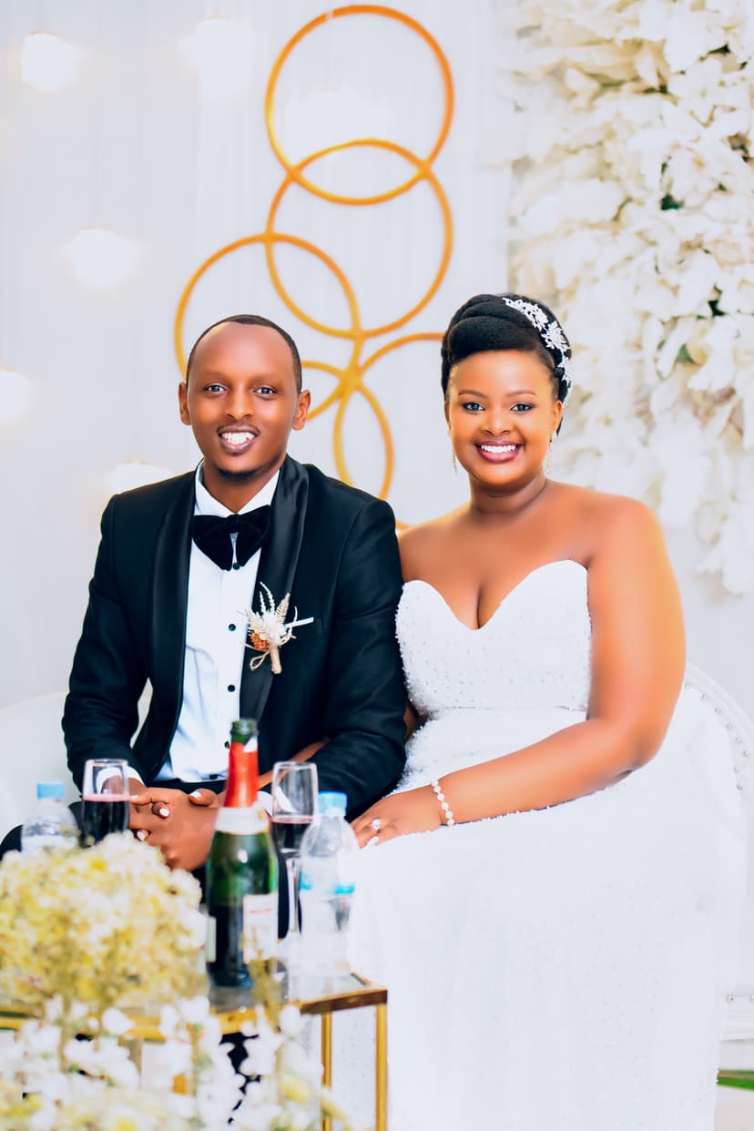 Couple toasting with champagne at reception